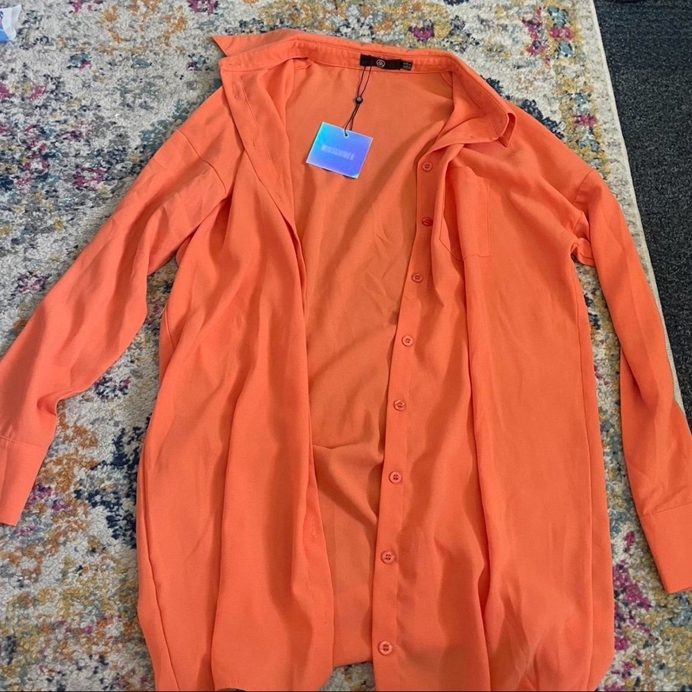 Missguided oversized shirt dress in neon orange. Us size 6.